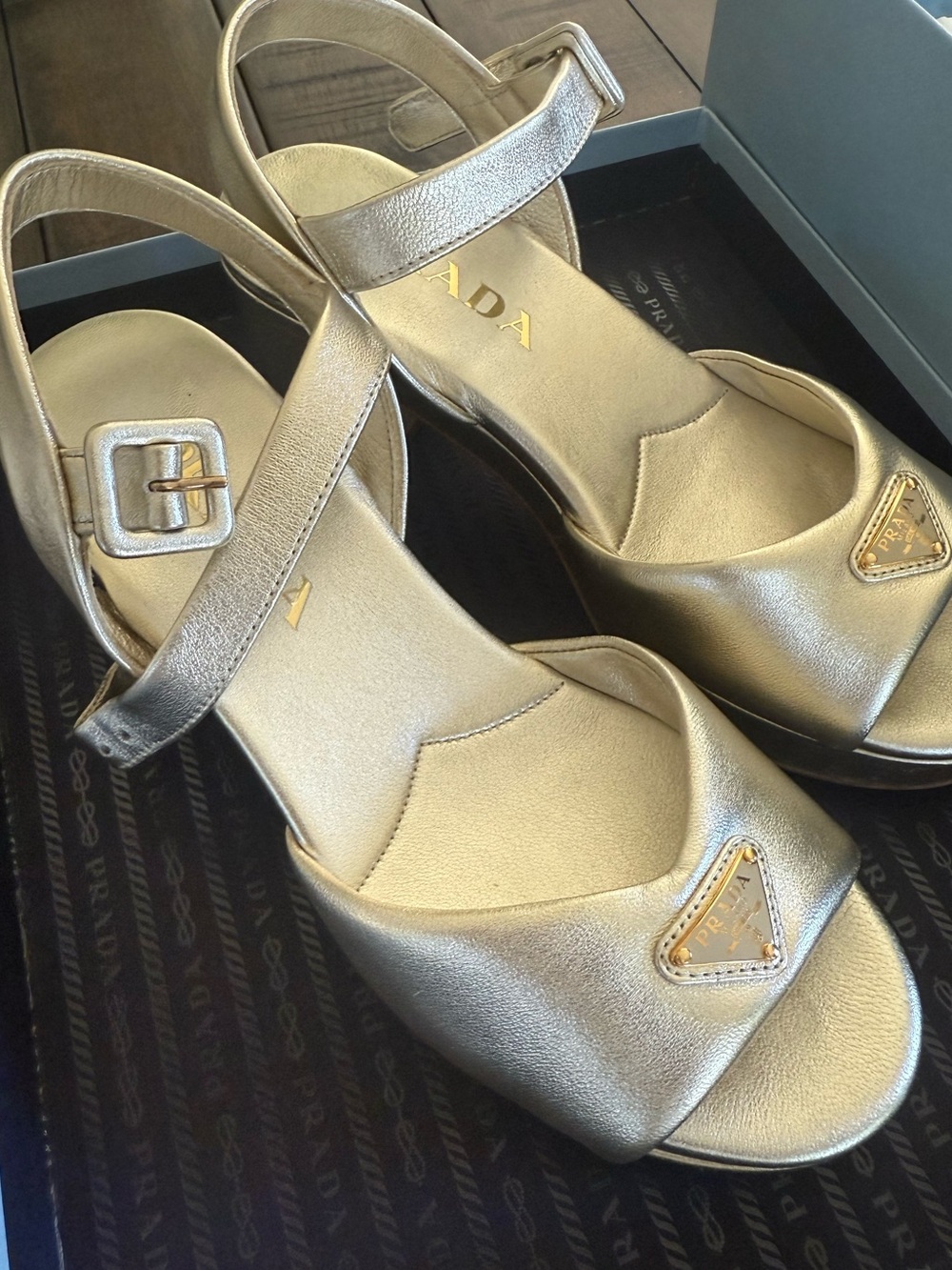 Prada Logo Platform Sandal